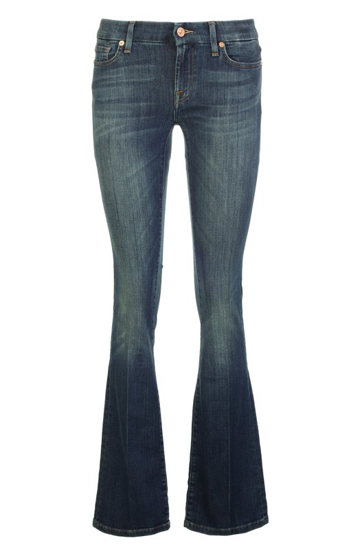 Расклешенные джинсы с потертостями и вышивкой 7 for all mankind 