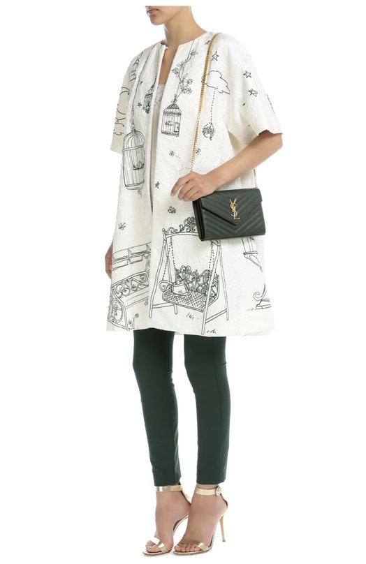 Пальто свободного кроя с укороченным рукавом и контрастным принтом Dolce&Gabbana 