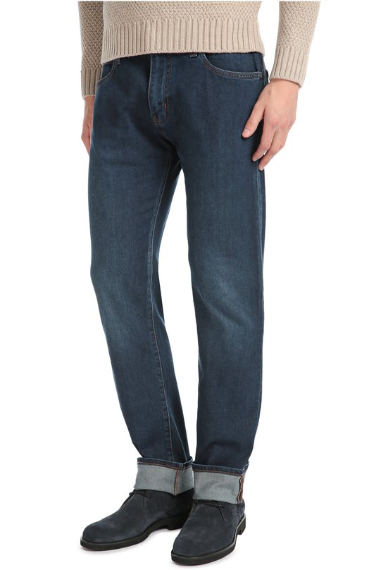 Джинсы прямого кроя с потертостями Armani Jeans 