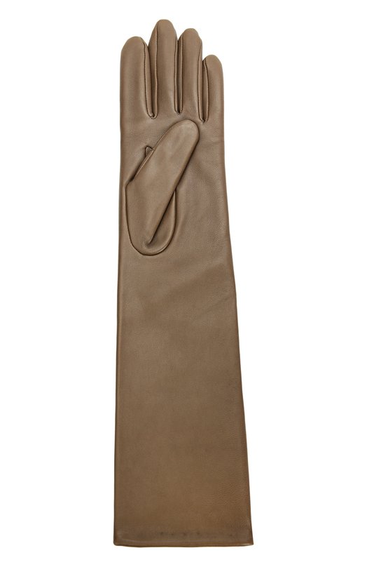 Удлиненные кожаные перчатки с отделкой из шерсти AGNELLE 