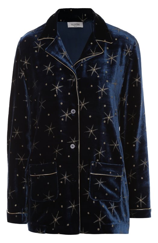 Бархатная блуза в пижамном стиле с отделкой в виде звезд Valentino 
