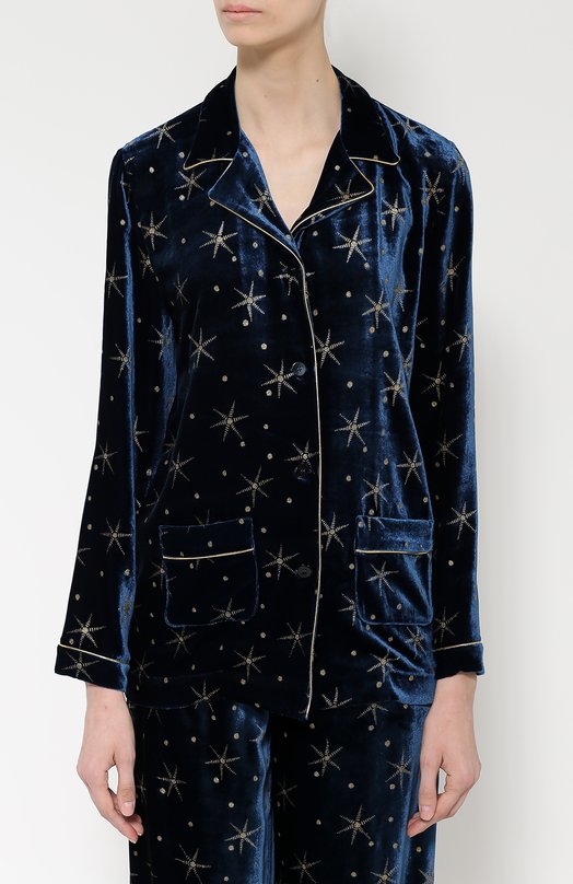 Бархатная блуза в пижамном стиле с отделкой в виде звезд Valentino 