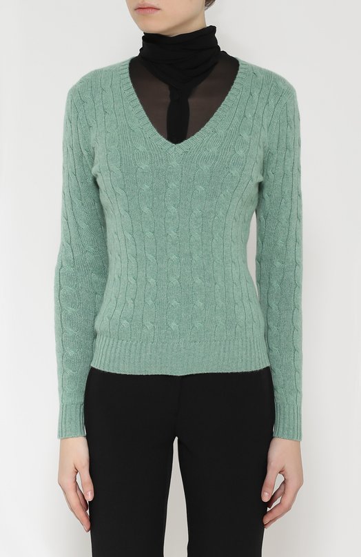 Кашемировый приталенный пуловер фактурной вязки Polo Ralph Lauren 