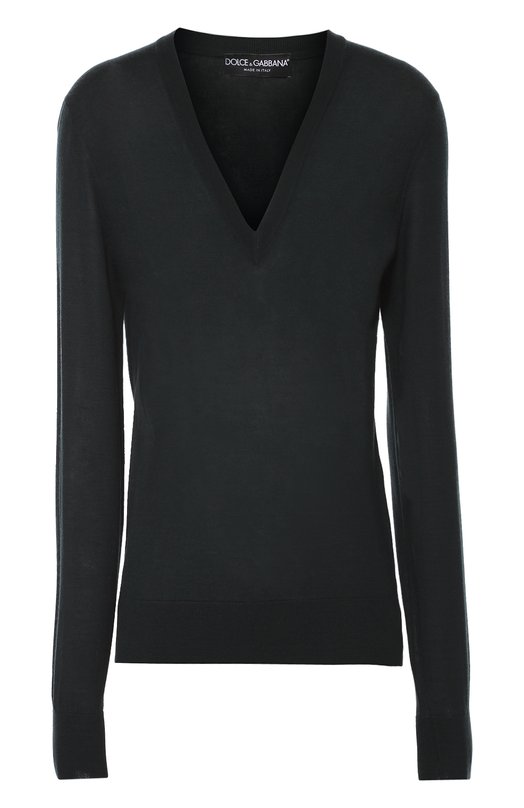 Кашемировый пуловер прямого кроя с V-образным вырезом Dolce&Gabbana 