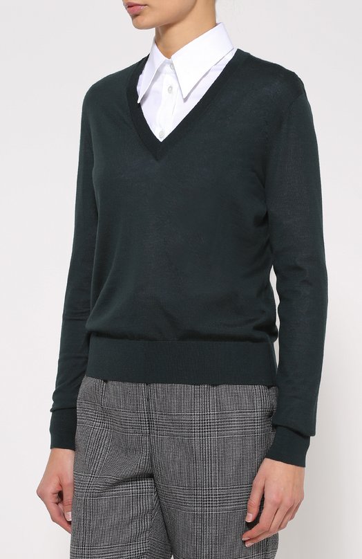 Кашемировый пуловер прямого кроя с V-образным вырезом Dolce&Gabbana 