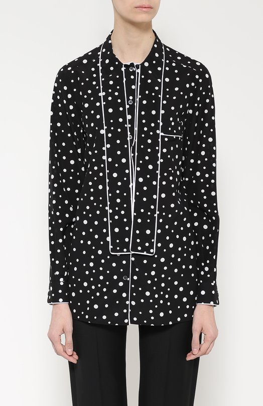 Шелковая блуза в горошек с воротником аскот Dolce&Gabbana 