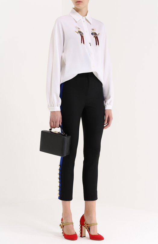 Укороченные брюки-скинни с контрастными лампасами Dolce&Gabbana 