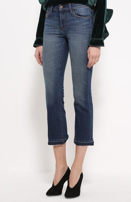 Укороченные расклешенные джинсы с бахромой J Brand 
