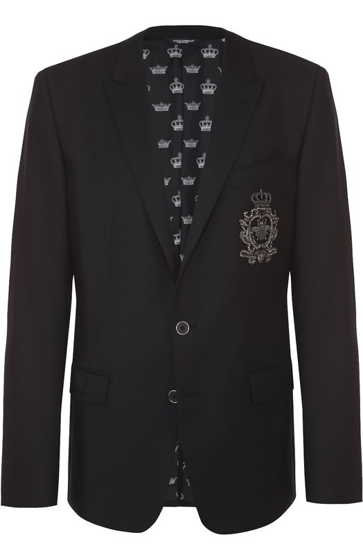 Шерстяной однобортный пиджак с вышивкой Dolce&Gabbana 