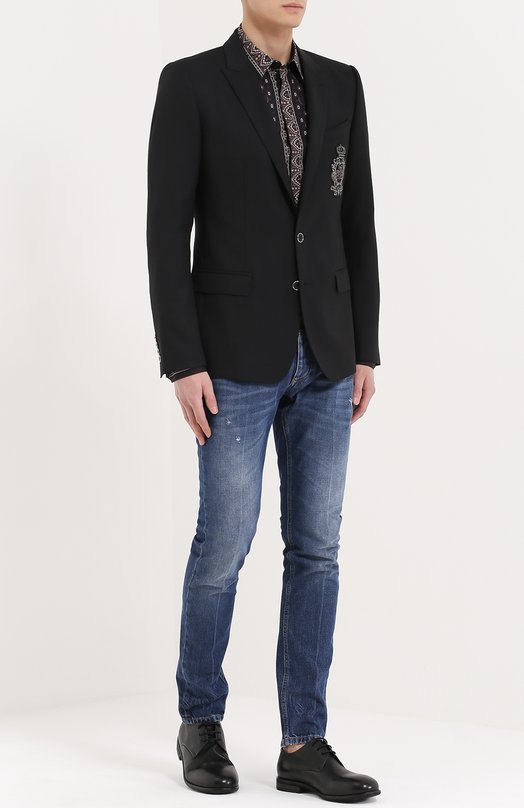 Шерстяной однобортный пиджак с вышивкой Dolce&Gabbana 
