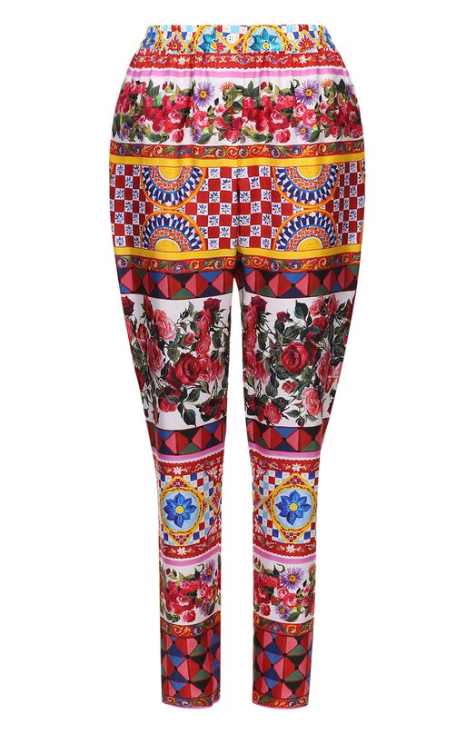 Шелковые брюки-бананы с ярким принтом Dolce&Gabbana 
