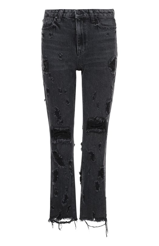 Укороченные расклешенные джинсы с потертостями и бахромой Denim X Alexander Wang 