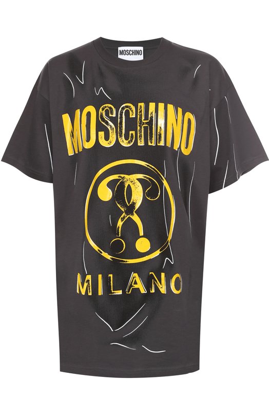 Хлопковая футболка с принтом в технике тромплей Love Moschino 