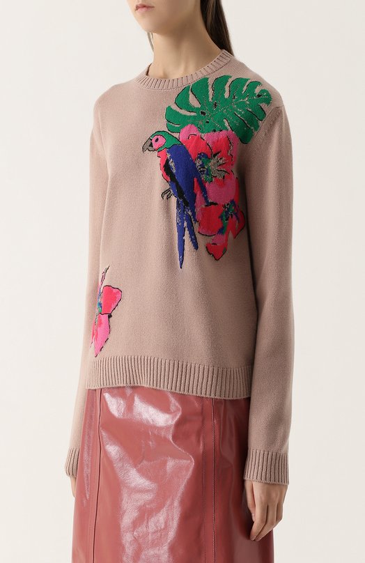 Кашемировый пуловер прямого кроя с контрастной вышивкой Valentino 