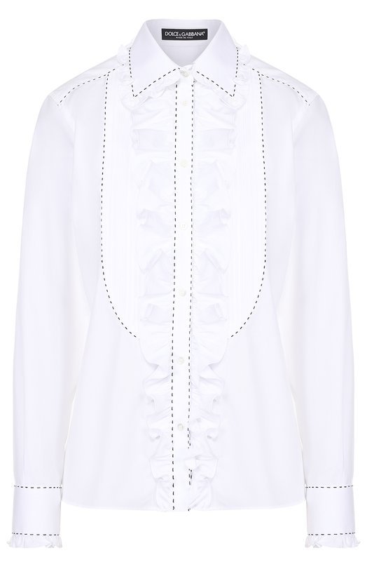 Приталенная блуза с оборкой и контрастной прострочкой Dolce&Gabbana 