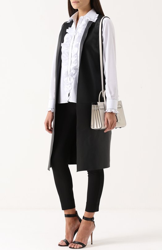 Приталенная блуза с оборкой и контрастной прострочкой Dolce&Gabbana 