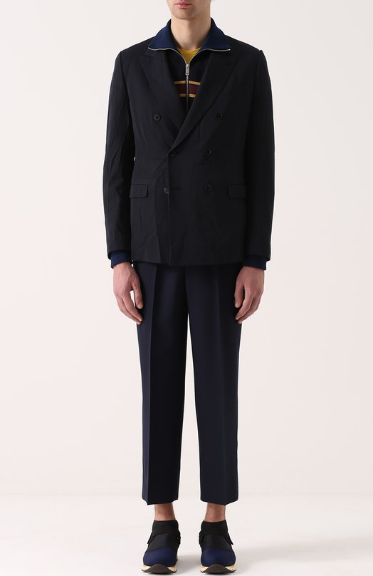 Шерстяной двубортный пиджак с эффектом крэш Valentino 