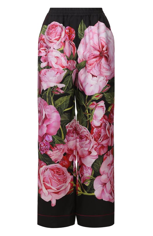 Шелковые брюки в пижамном стиле с цветочным принтом Dolce&Gabbana 