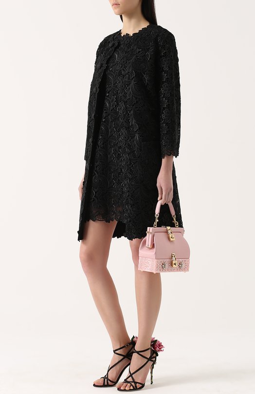 Кружевное пальто прямого кроя с укороченными рукавами Dolce&Gabbana 