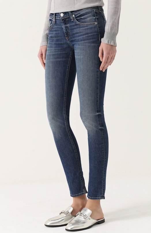 Укороченные джинсы-скинни с потертостями Rag&Bone 