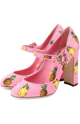 Туфли Vally из текстиля с принтом Dolce & Gabbana розовые | Фото №1