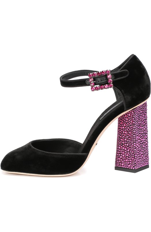 Туфли из текстиля на декорированном каблуке Dolce&Gabbana 