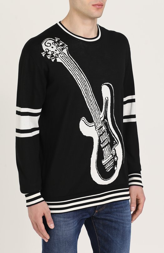 Шелковый джемпер с контрастным принтом Dolce&Gabbana 