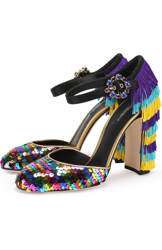 Туфли Vally с пайетками и бахромой Dolce&Gabbana 