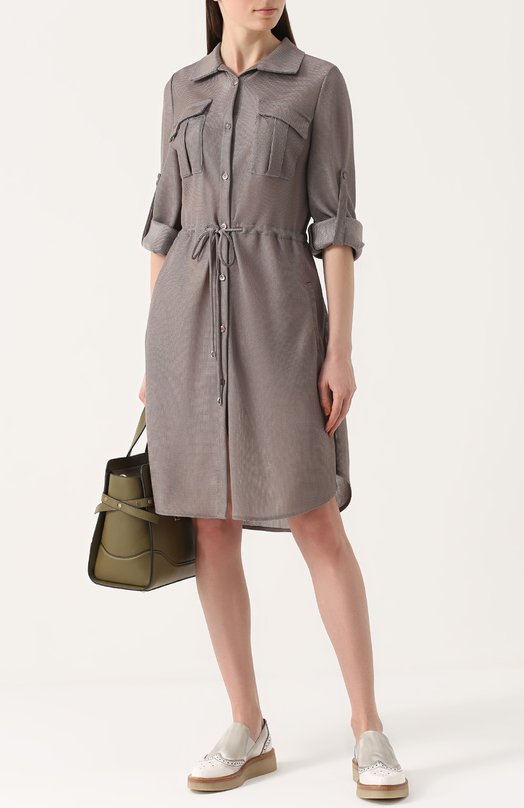 Приталенное платье-рубашка с накладными карманами Giorgio Armani 
