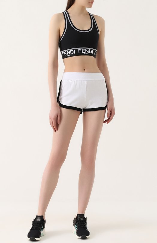 Хлопковые шорты с контрастной отделкой Fendi 