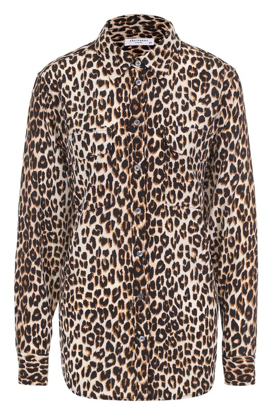 Шелковая блуза прямого кроя с леопардовым принтом Equipment 