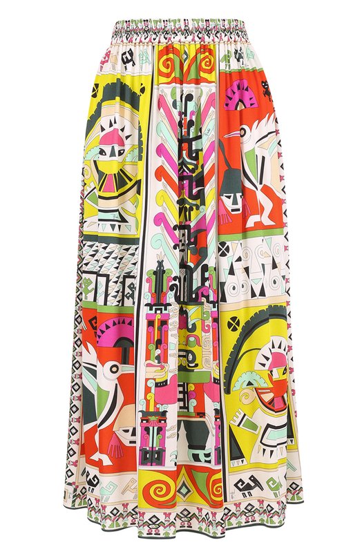 Шелковая юбка-миди с ярким принтом EMILIO PUCCI 