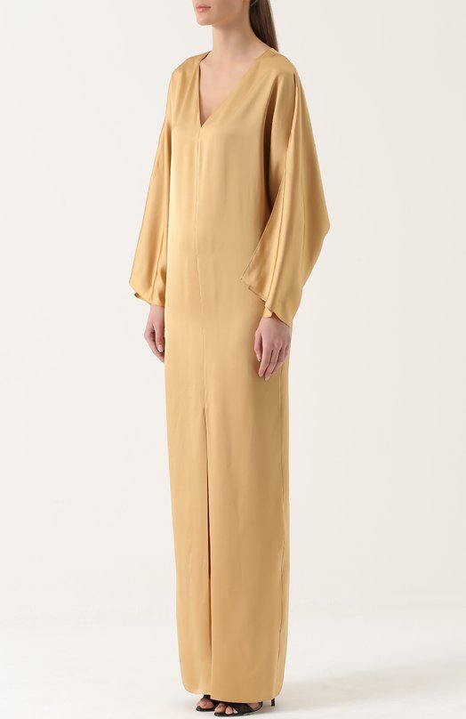Платье-макси с высоким разрезом и длинными рукавами Ralph Lauren 