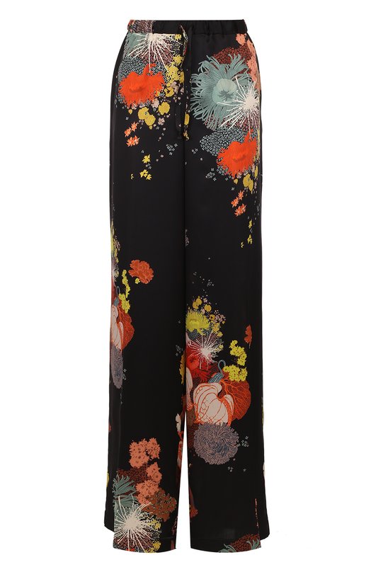 Широкие шелковые брюки с цветочным принтом Dries Van Noten 