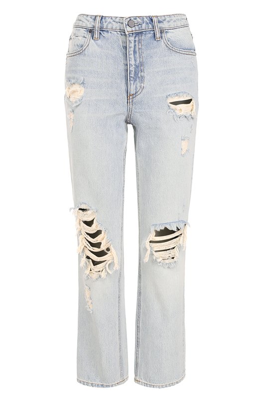 Укороченные джинсы прямого кроя с потертостями Denim X Alexander Wang 