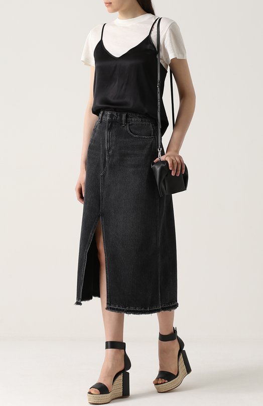 Джинсовая юбка-миди с высоким разрезом Denim X Alexander Wang 