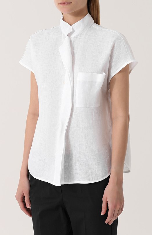 Льняная блуза с укороченными рукавами ARMANI COLLEZIONI 