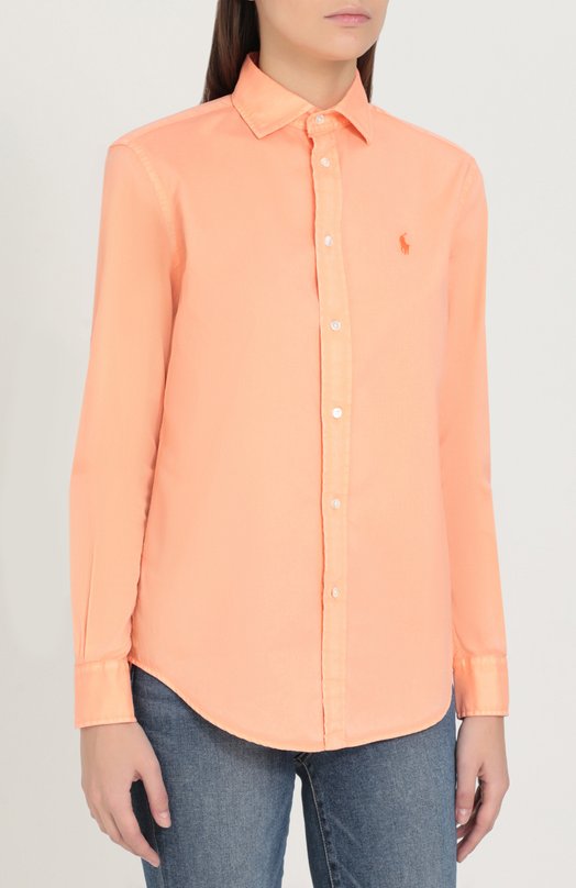 Блуза прямого кроя с вышитым логотипом бренда Polo Ralph Lauren 