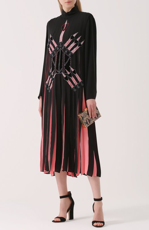 Шелковое платье с плиссированными вставками Valentino 