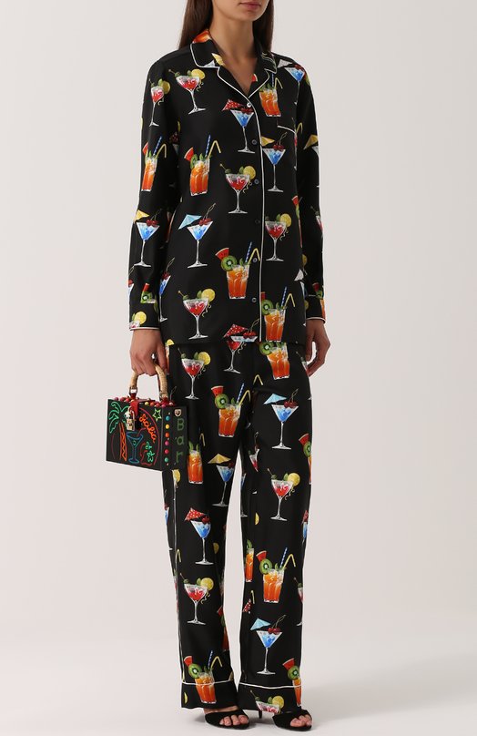 Шелковая блуза в пижамном стиле с принтом Dolce&Gabbana 