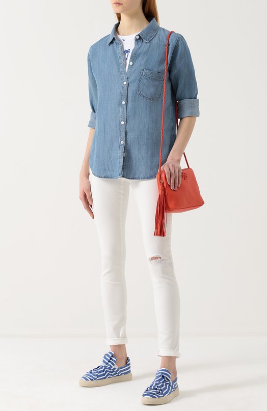 Джинсовая блуза прямого кроя с накладным карманом RAILS 