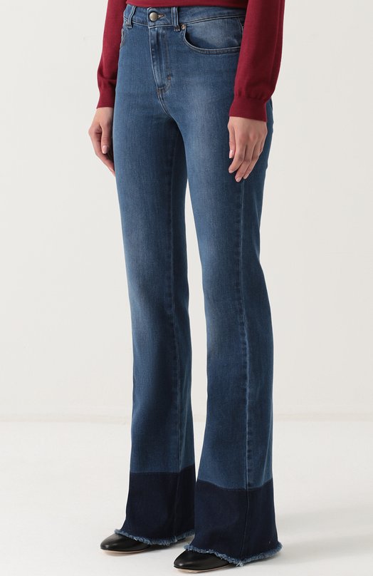 Расклешенные джинсы с потертостями и бахромой REDVALENTINO 