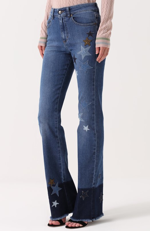 Расклешенные джинсы с декоративной отделкой в виде звезд REDVALENTINO 