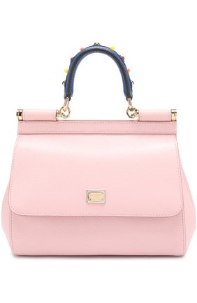 Сумка Sicily small с декорированной ручкой Dolce & Gabbana светло-розовая | Фото №1