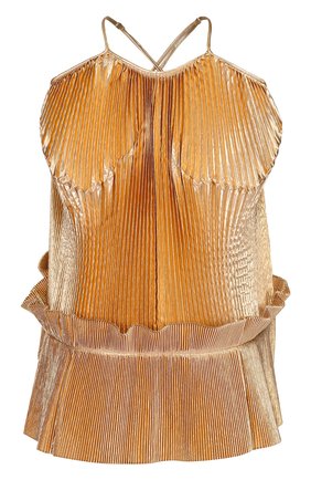 Плиссированный топ свободного кроя с оборкой Stella McCartney золотой | Фото №1