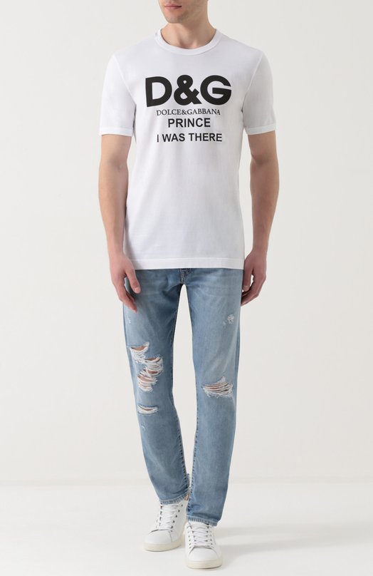 Хлопковая футболка с контрастной надписью Dolce&Gabbana 
