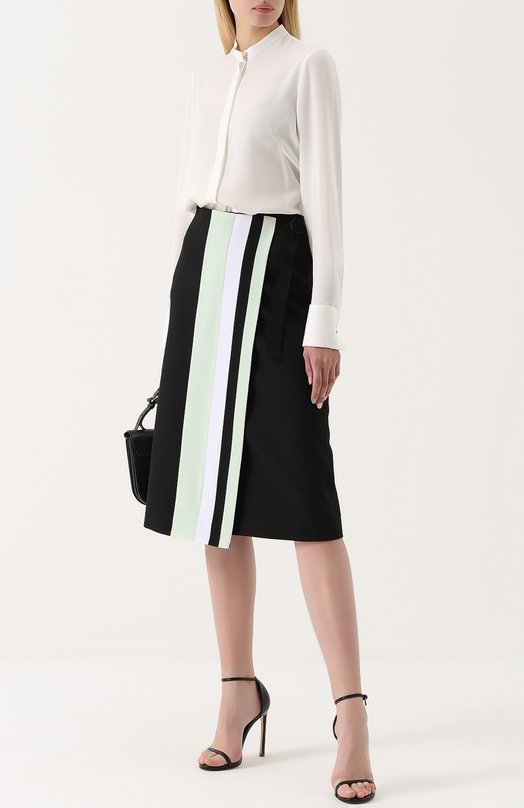 Шелковая юбка с контрастной отделкой Victoria by Victoria Beckham 