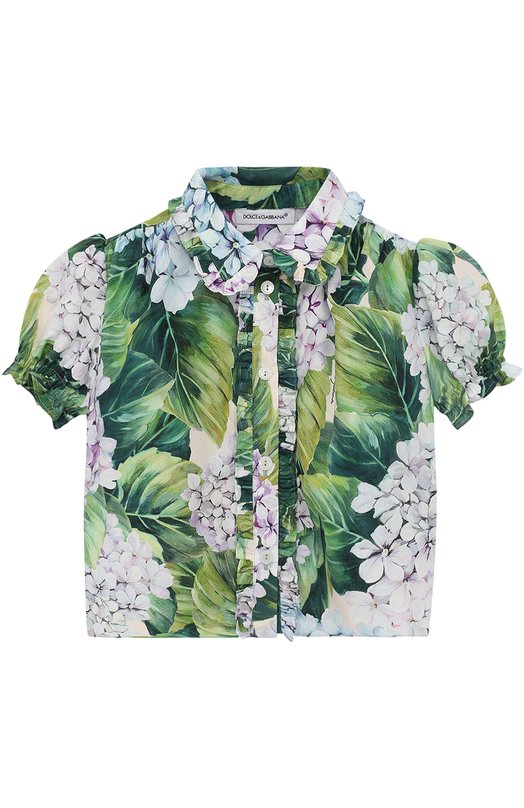 Хлопковая блуза с цветочным принтом и оборками Dolce&Gabbana 2205532
