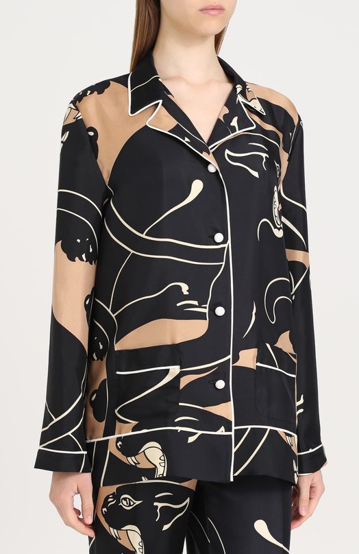 Шелковая блуза в пижамном стиле Valentino 