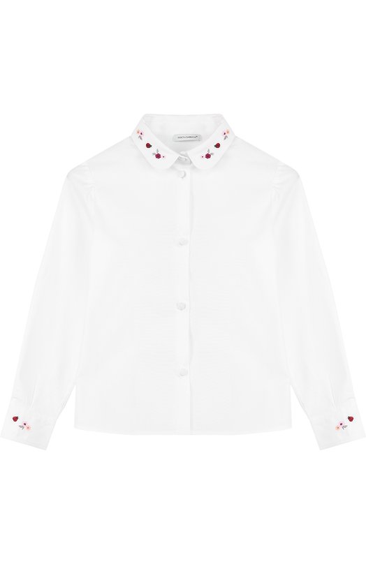 Хлопковая блуза прямого кроя с вышивкой Dolce&Gabbana 2208280